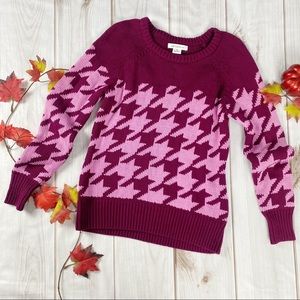 LIZ CLAIBORNE ‘Miami Beet Multi ‘ Houndstooth Pattern Chunky Sweater - Medium